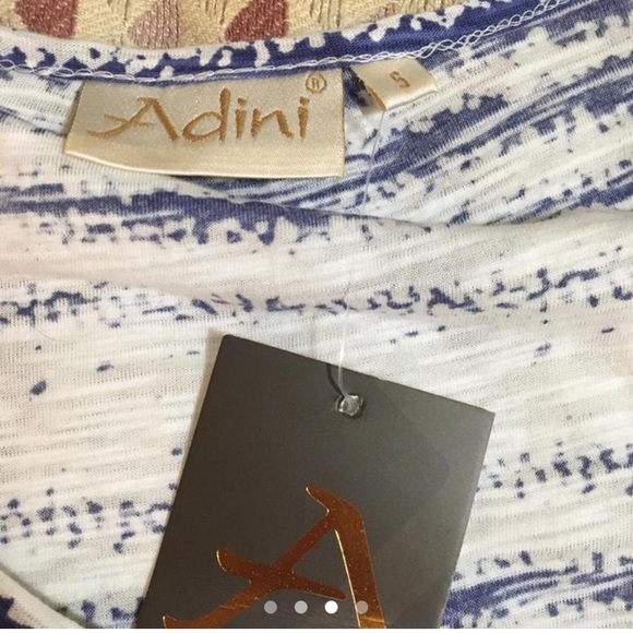 NWTs Adini Blue & White Watercolor Striped Babydoll Aline Dress - Picture 6 of 6